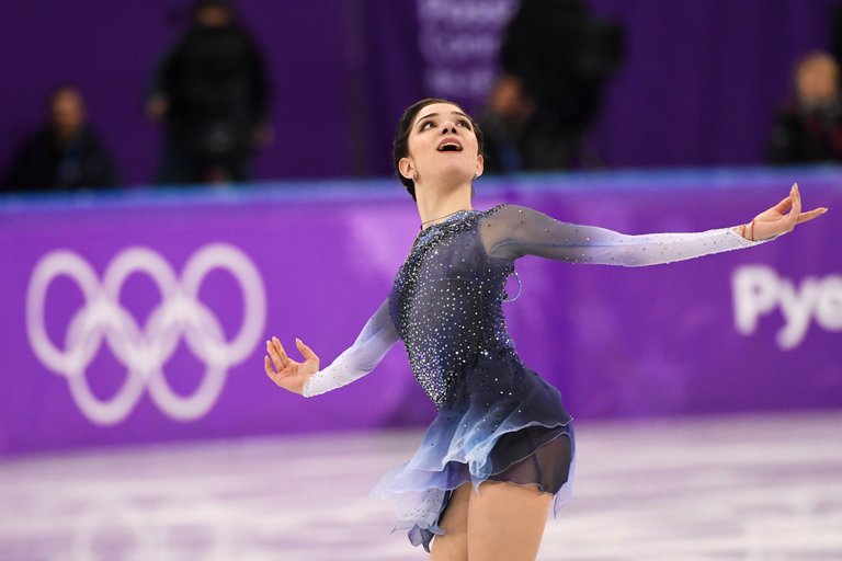 Evgenia Medvedeva in her short program performance at the 2018 PyeongChang Olympics.