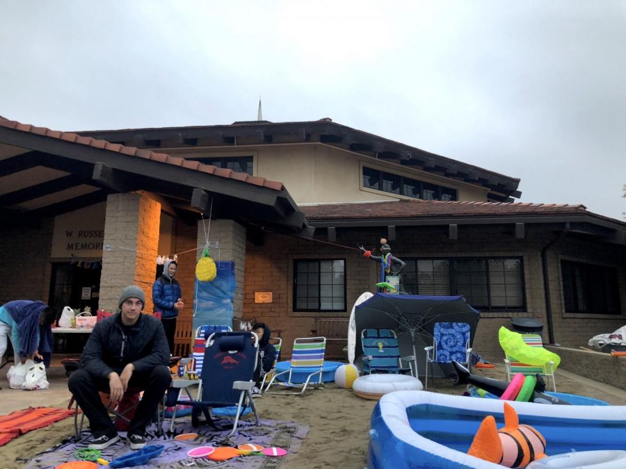 Tom Liu (18), Will Donahue (18), Jeffrey Ran (18), and Derreck Chu (18) enjoy their private beach party on their last day of school. Graphic courtesy of Skyler Rivera