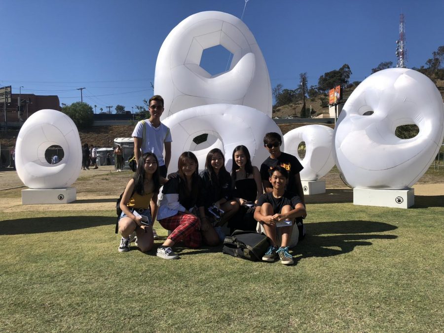 Will Deng ('20), Angela Xie ('21), Joslyn Lo ('21), Viven Xi ('21), Nicole Chen ('21), Winston Li ('21), and Alex Huen ('21) enjoy their time at 88rising Head in the Clouds Music & Arts Festival.