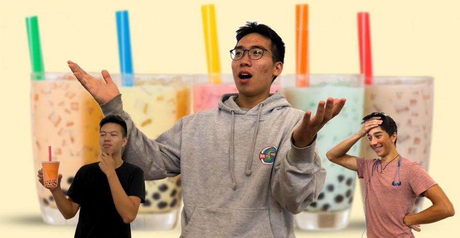 Aaron Phung (19), Jun Kim (19), and Jacob Borello (19) ponder the risks of boba.