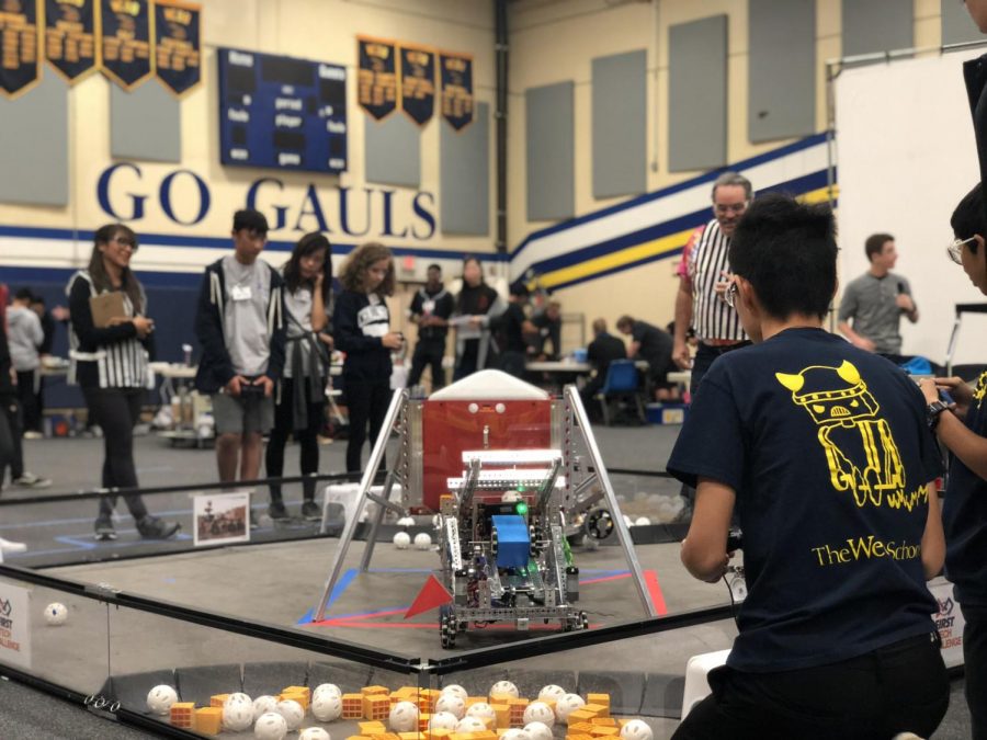 Driver Jimmy Feng (21) controls the robot during a 150-second challenge.