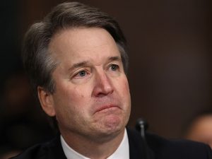 Supreme Court Justice Kavanaugh cries during his opening statements. Graphic Courtesy of Breitbart