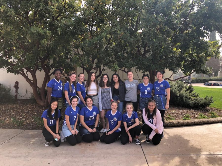 The VWS soccer girls show their team spirit during the school day with their jerseys and out-of-this-world space buns in honor of their senior game. 