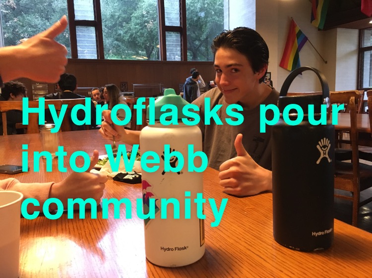 Ian Igleheart (‘20) and others have a thumbs up all around for Hydro Flasks. Graphic Courtesy of Gracie Reda (19).