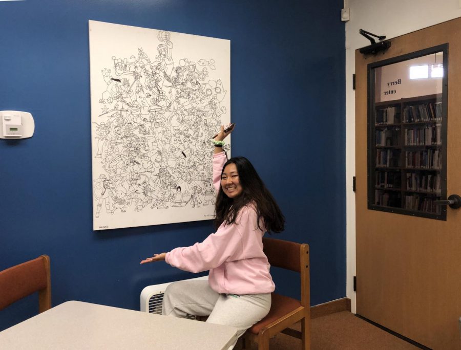 Kara Sun ('20) proudly showcases her new piece, "Smash."