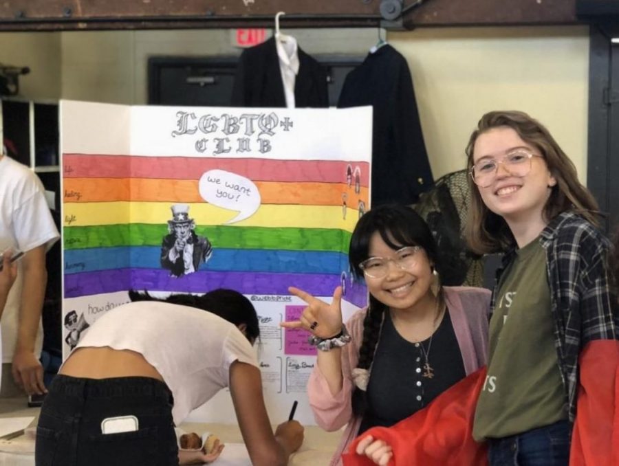 Rachel Kho (19) and Keigan McCullagh (21) proudly display their LGBTQ+ Club.