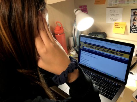 Ashley Fu (‘20), a fifth year senior, looks at the CIF website.