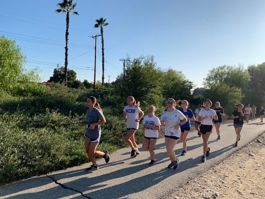 Cross country runners enjoy some time off from school by running on the Thompson Creek Trail.