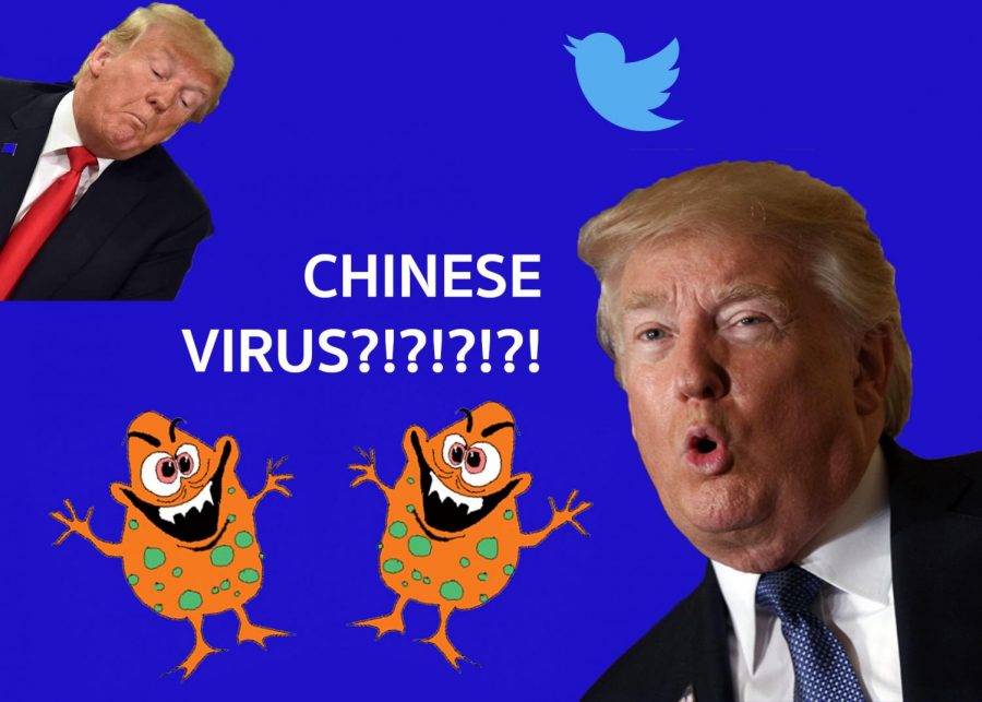 The “Chinese Virus” catchphrase gained attention after being used by President Donald Trump. Graphic courtesy of Enya Chi. 