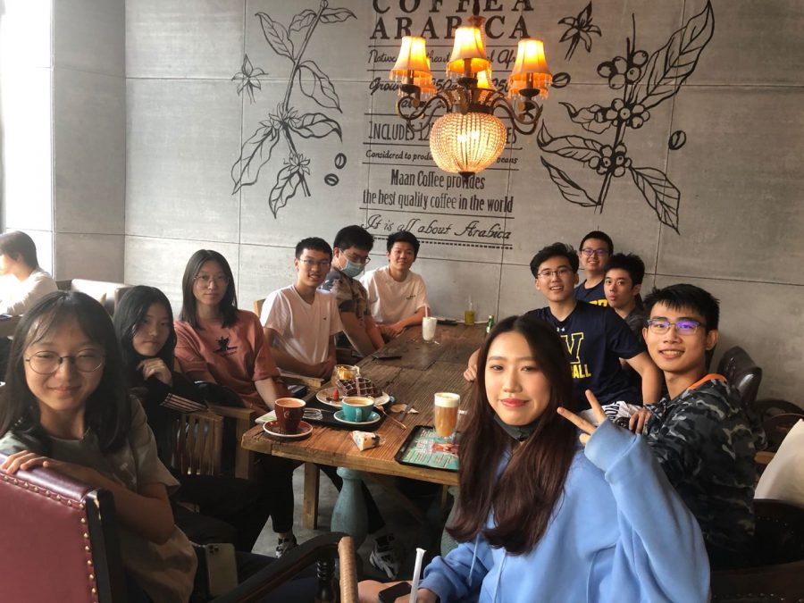 Rita Wang (24), Maven Li (24), Chloe Wang (24), Jonathan Yu (22), Richard Jiang (23), Tony Lin (22), Jack Zhou (23), William Yang (24), Hank Sun (22), Michael Fu (24), and Season Li (23) get together in a cafe on the first Saturday of school.