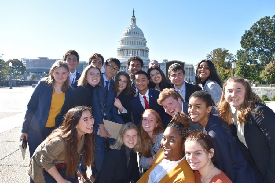 The Fall 2019 semester of the School for Ethics and Global Leadership poses in front of the Capitol Building after a guest speaker session in the office of Senator Cory Booker. Keigan McCullagh (‘21), Editor of News for the Webb Canyon Chronicle, attended this semester in her junior year.