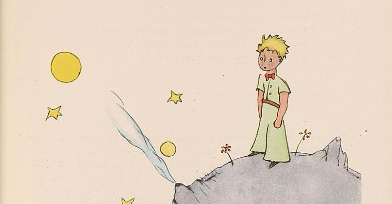 The Little Prince stands on his planet and looks toward the stars. His seemingly curious expression reveals his desire to explore other planets. A cloud of smoke erupts from an active volcano on the left, while the extinct one lies on the right. The simplistic art style showcases his childish innocence and matches the wholehearted story that Antoine de Sant-Exupery narrates. 
Credit: Antoine de Saint-Exupery