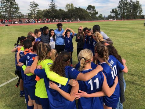 The VWS varsity soccer team say their final words of encouragement ahead of stepping onto the field before their CIF championship game.