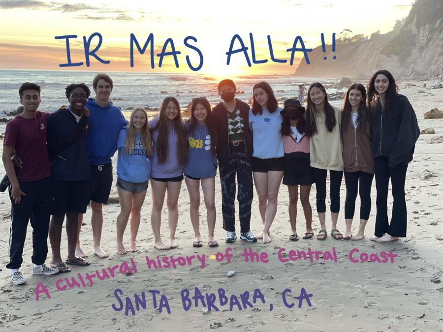 Webb+students+on+the+Ir+M%C3%A1s+All%C3%A1+unbounded+course+travel+to+Santa+Barbara.+They+all+gather+on+the+One+Thousand+Steps+beach+at+sunset+before+going+to+dinner+and+after+a+long+day+in+the+car.+The+first+day+was+incredibly+hectic+with+a+flat+tire+putting+the+trip+behind+schedule.+But+everyone+stayed+in+good+spirits+and+Ms.+Brosh+was+so+glad+she+screamed+%E2%80%9Cwe+made+it%E2%80%9D+at+the+beach.+%0ACredit%3A+Arielle+Brosh