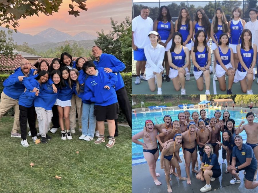 Players from the WSC water polo team, VWS golf team, and VWS tennis team pose for a team photo in various locations that correspond to each sport. All three teams had successful seasons that ended with a league championship. These teams made school history by achieving some of the best records for each sport. 