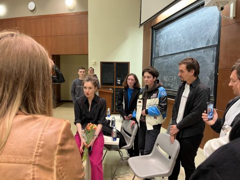 Elena Petrova (‘25) and Dan Danylov (‘23) stand alongside Maria Pevchikh, renowned Russian opposition journalist and UCLA’s guest speaker. Surrounded by attendees that stayed behind after the talk’s end, Pevchikh struggled to answer the swarm of questions from the intrigued audience. 