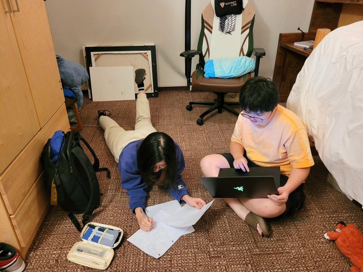 When you think of popular study spots on campus, you may think of the library or Stockdale, but did you know that some prefect rooms are hot spots for studying? On a busy Thursday night, Emily Shao (‘25) studies math on the floor of Jones Prefect Alina Li (‘25)’s, room. Most of the time, if I feel that I have extra time to spare, I open my door for people to come in and chat or do homework,” Alina said.   