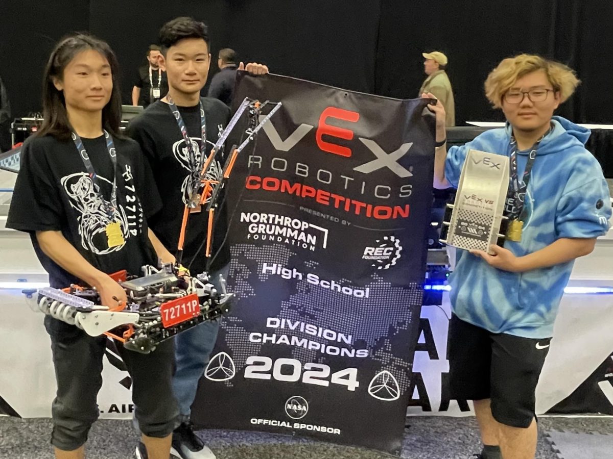 Pictured above, Jonathan Li (‘25), Aaron Yang (‘25), and Tyler Liu (‘25) all travel to Texas to attend the VEX Robotics World Competition. Out of 13,000 registered teams, these three Webbies were able to come out on top, qualifying for the world competition. “It was very exciting, competing in our local competitions and qualifying for the world competition,” said Aaron. 