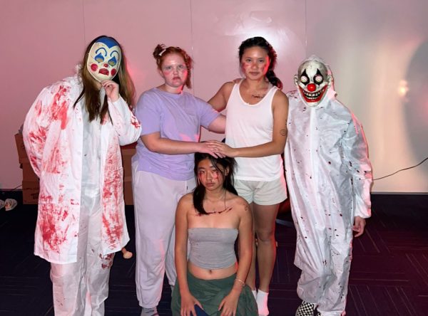 Dorm prefects Chelsea Wei (‘25), Lucy Troendle (‘26), Sophie Lin (‘26), Natalie Au (‘26) and Samantha Wang (‘26) gather moments before starting the Webb haunted house to take a photo dressed as scarers. Scarers participated in the haunted house from 8:30 to 10 p.m. “I enjoyed screaming at people and even though I felt tired, I’m glad I experienced being part of the haunted house,” Natalie said. After hours of preparation, prefects put their planning into action by scaring students in the Old School House. 