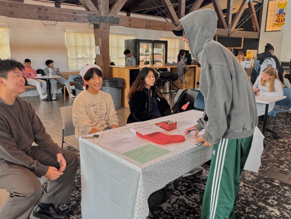 Jayden Kuo (‘26) approaches the Toy Drive stand located in Stockdale Community Center to ask the prefects on duty, Jacky Qi (‘25), Simon Xu (‘26), and Anna Zeng (‘25), how he can participate in helping give back to communities with toy donations. “We encourage more students to make donations to help make the holiday season full of joy for family shelters and other local community organizations,” Jacky said. The Toy Drive is looking forward to a week of holiday kindness! 