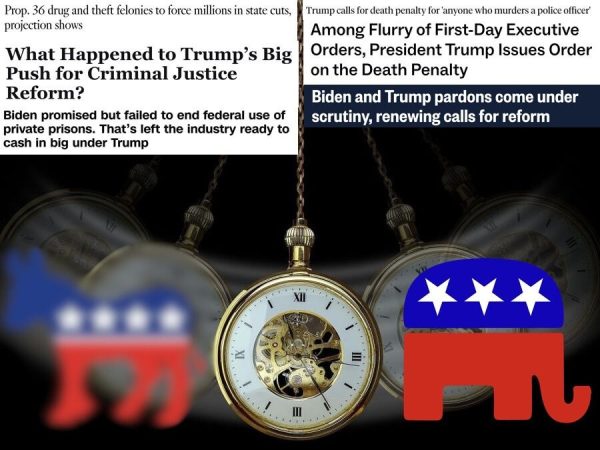 The pendulum, representing the U.S.’s criminal justice policies, makes a move from liberal to conservative. Following the 2024 election, many criminal justice policies trend toward tough-on-crime. “It's political polarization, and depending on where you live, some people are more frightened or conscious of the crimes that are going on around them because it's very visible,” Marc Zambrano (‘26) said. As it is now, criminal justice has been largely partisan — is this partisan divide in criminal justice policies beneficial for public safety and justice?